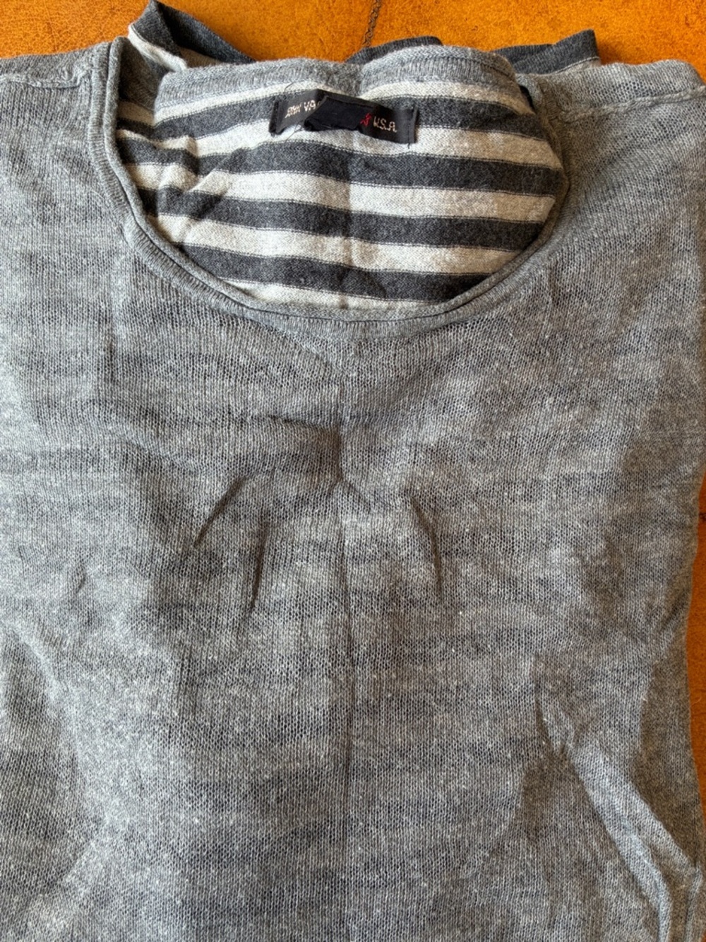 John Varvatos Gray Crewneck Sweater with Striped Lining - so soft!!